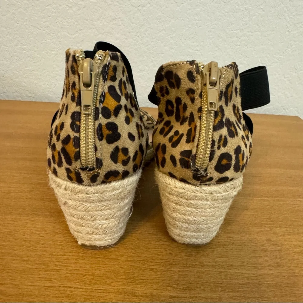 Jolimall Leopard Wedge‎ Espadrille Sandals 8